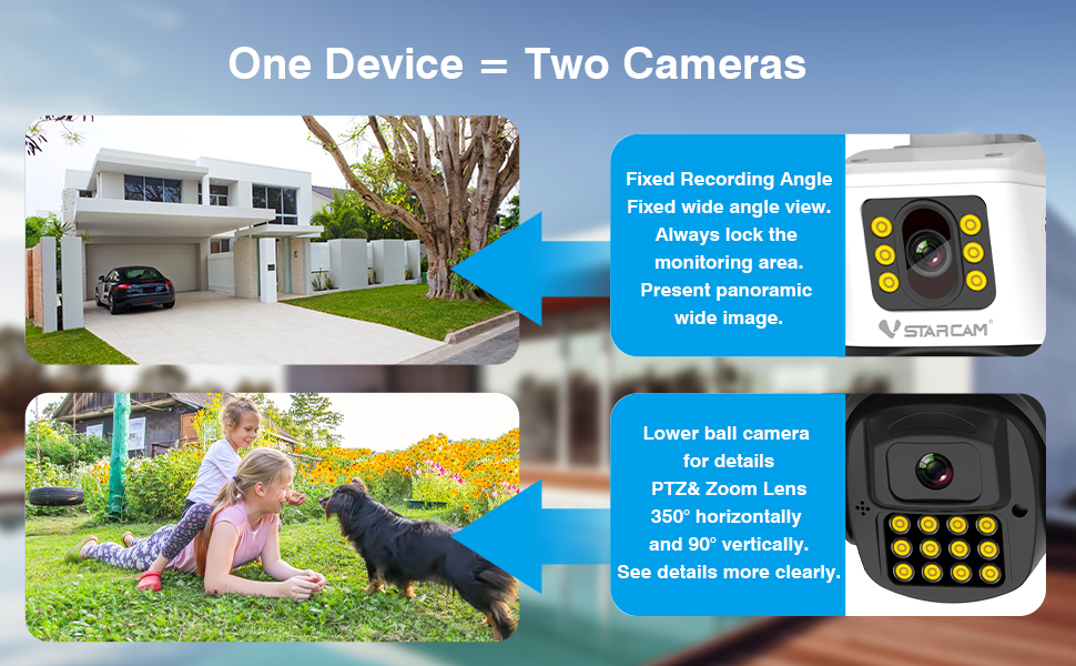 VSTARCAM 2MP Dual Lens 360° Surveillance Outdoor Security Camera