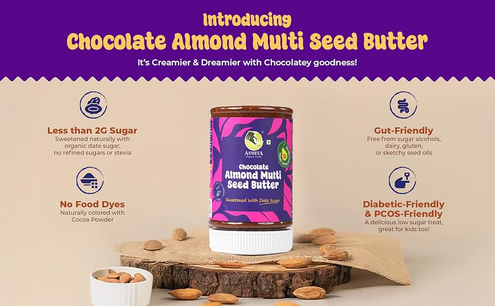 chocolate almond butter peanut butter multiseed super seed butter organic butter healthy butter