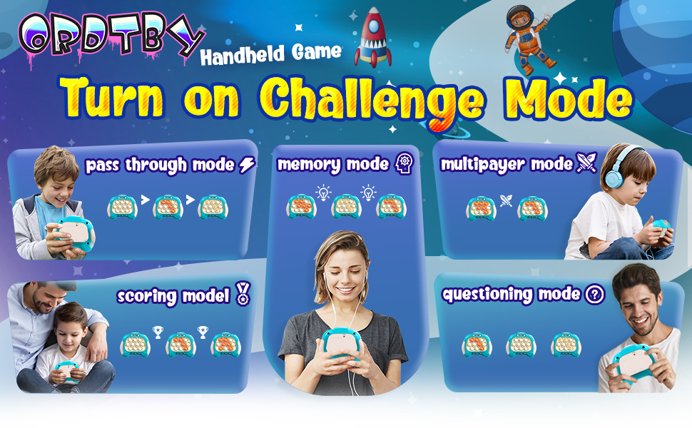 ORDTBY Handheld Travel Pop It Pro Games for Kids Electronic