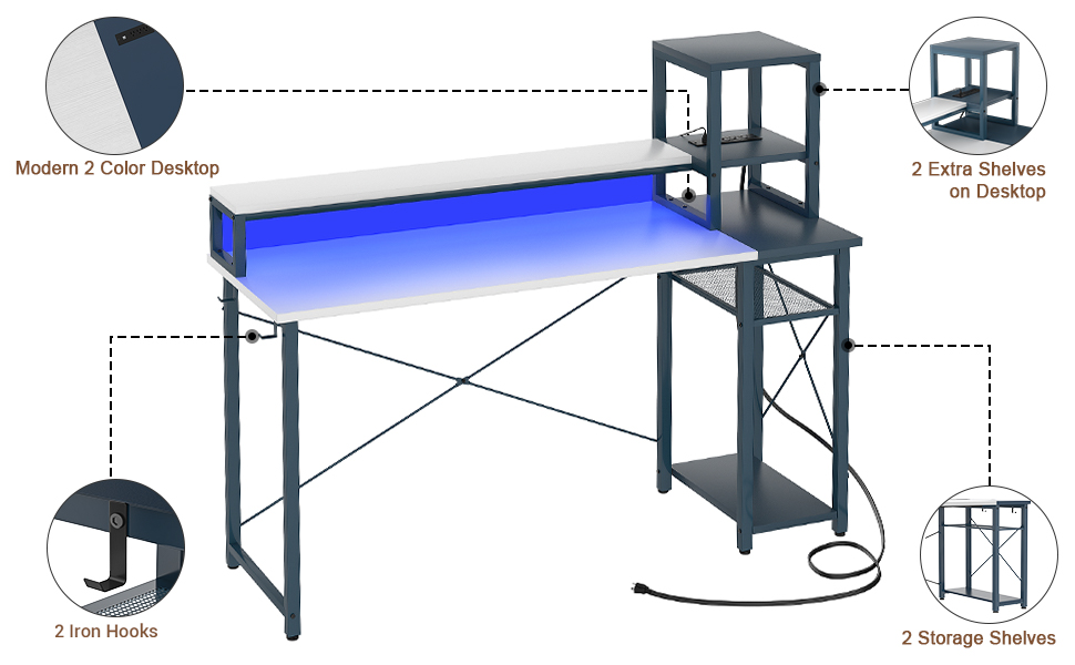 Desk computer desk small desk gaming desk table desk with outlets