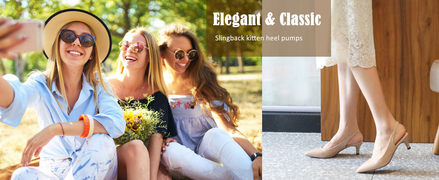 Slingback kitten heel pumps