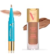 Veil Cosmetics | 1 Complexion Fix Concealer | 1 Sunset Skin Liquid Foundation | Shade 4P | Oil-Fr...