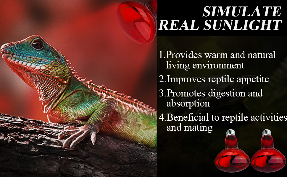 Lotvic 2 Pack 100W Infrared Reptile Heat Lamp Bulb, E27 Basking Spot