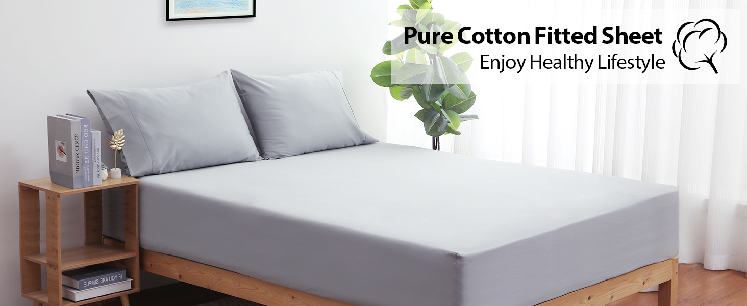 100 Pure Cotton Twin XL Fitted Sheet for Adjustable Bed