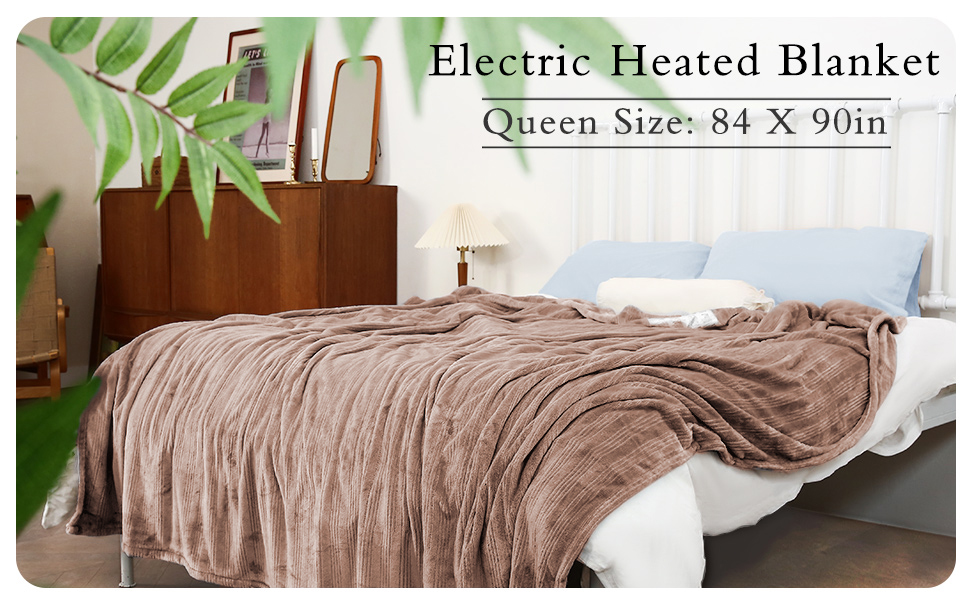 Electric Heated Blanket Queen Size 84‘’X90‘’, DoubleSided Silky Cozy