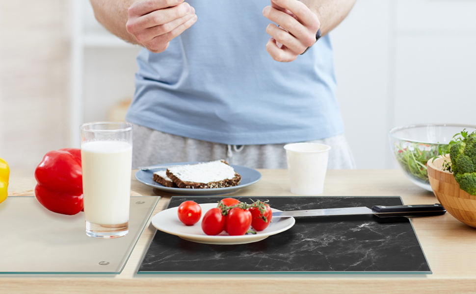 JAMBALAY Tempered Glass Cutting Board for Kitchen 12"x16