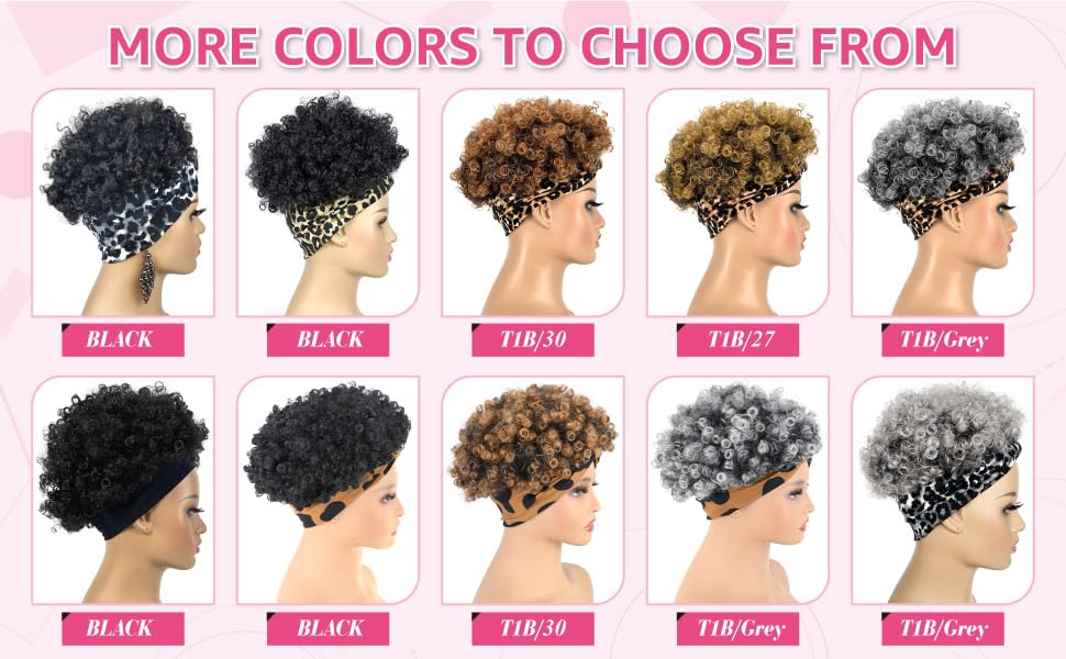 Afro puff headband wig
