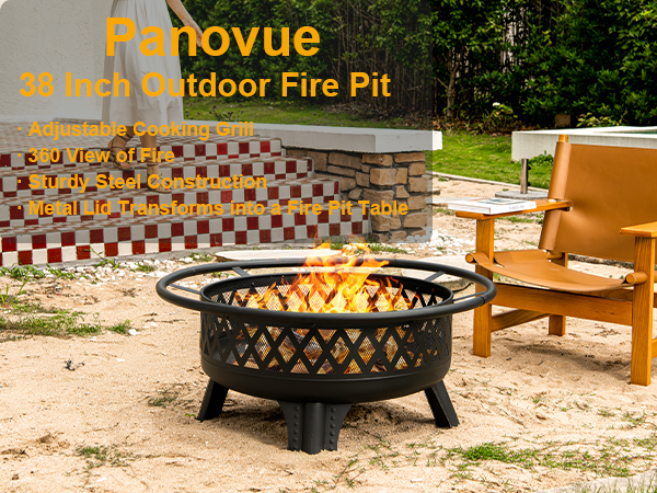 Amazon.com : Panovue 38 Inch Wood Burning Fire Pit for
