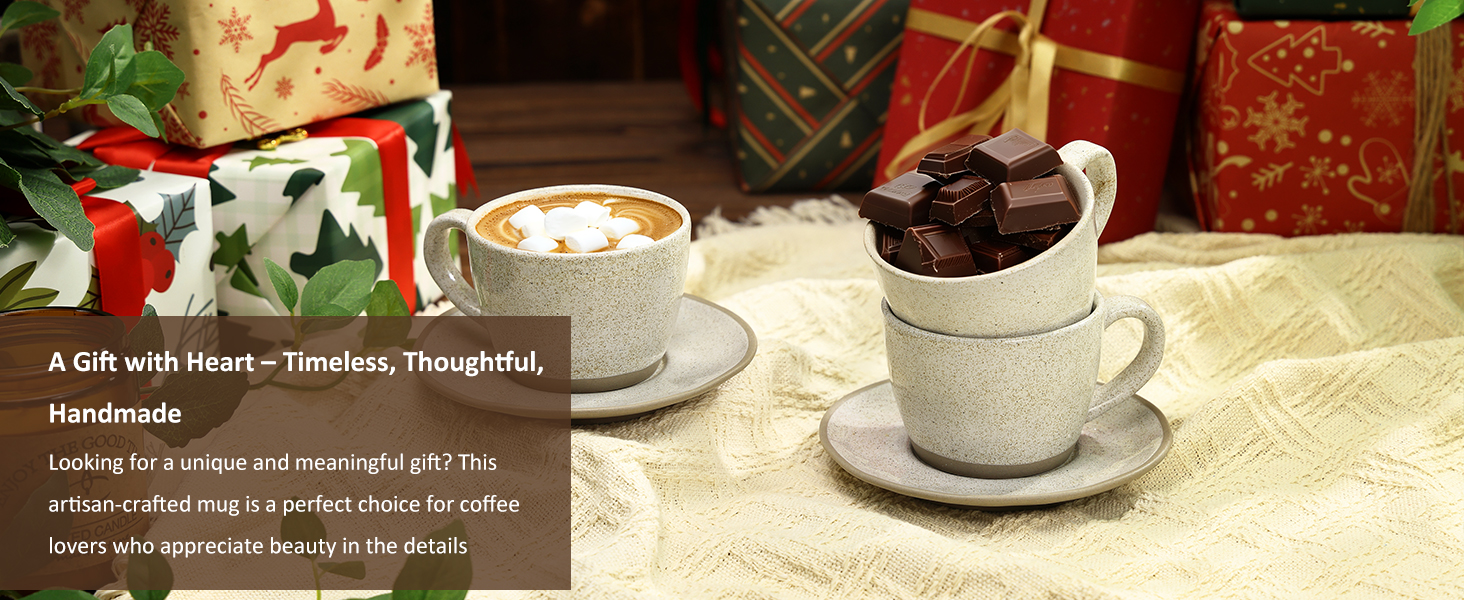 Yedio Ceramic 6 oz Espresso Coffee Cups with Saucers