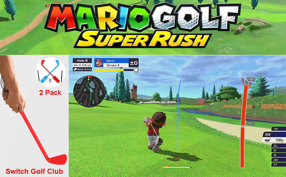 Switch Golf Club, 2 Pack Set, Controller Handle Grip with Hand Strap