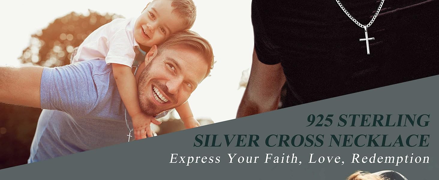 Silver Cross Pendant Chain Necklace