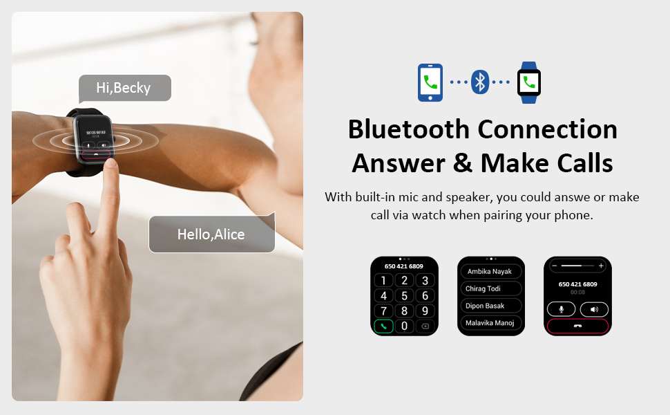 Smart Watch 42mm Full Touch Screen Bluetooth Answer/Make Call Fitness