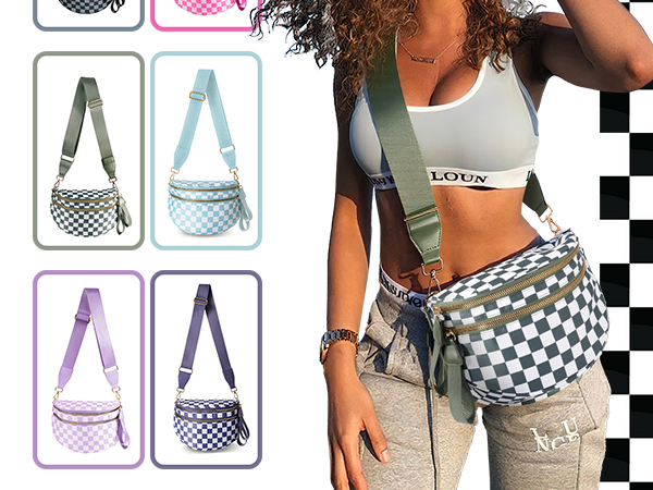 Black and White Checkered Crossbody Bag