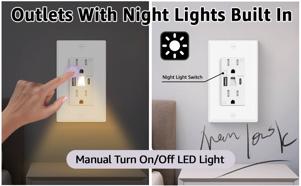 USB C Outlet with Night Light