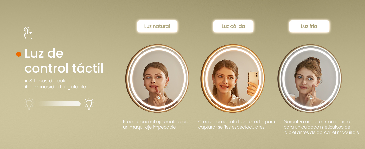 HOME BOHOVEN toaletni stolić s ogledalom i svjetlom, hrast bež boje | SONGMICS