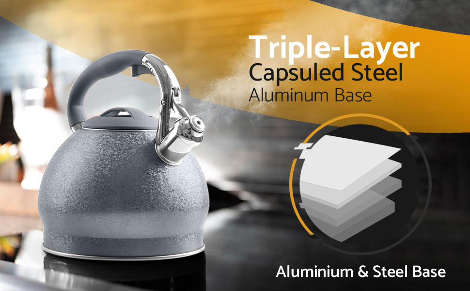 PriorityChef Tea Kettle For Stovetop, Soft Touch RapidCool