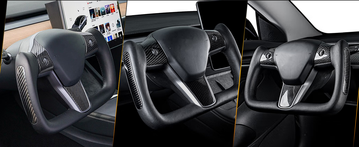 ZIMABLUE Yoke Steering Wheel for Model 3/Y20172023 Real