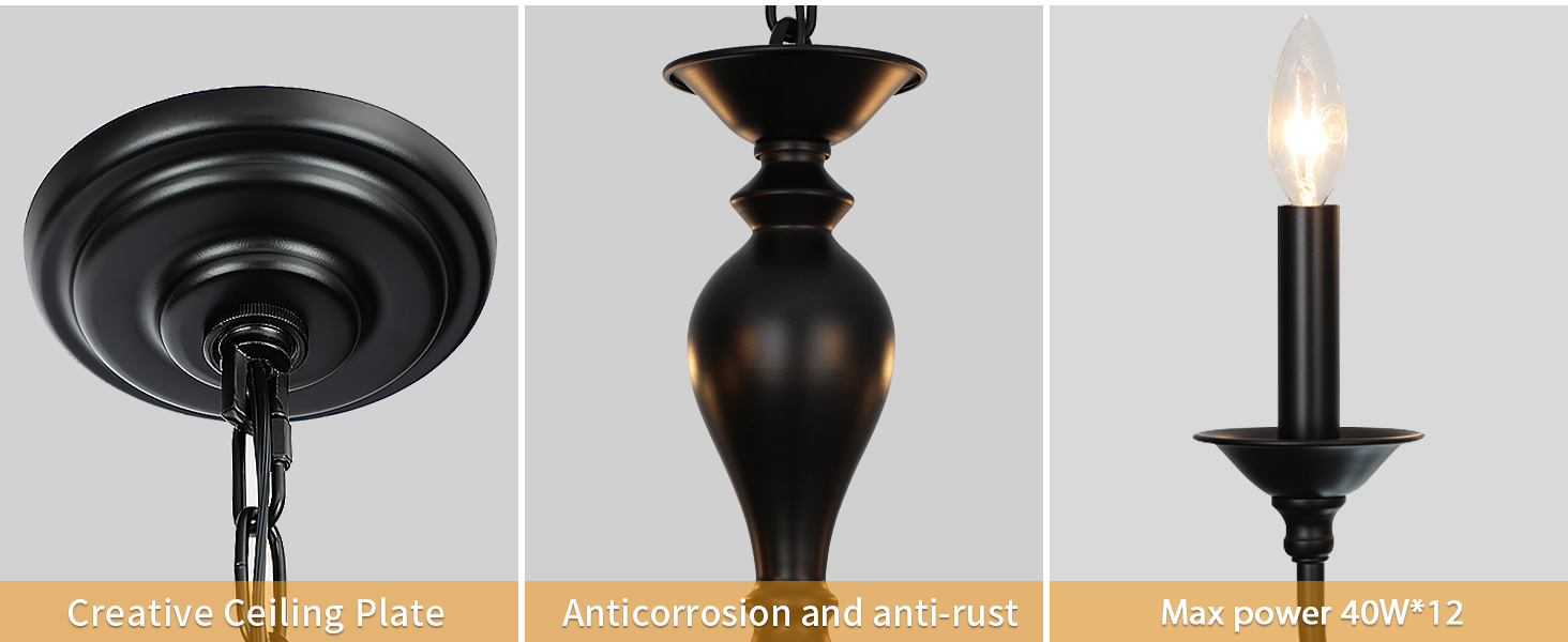 Black dining room light fixture