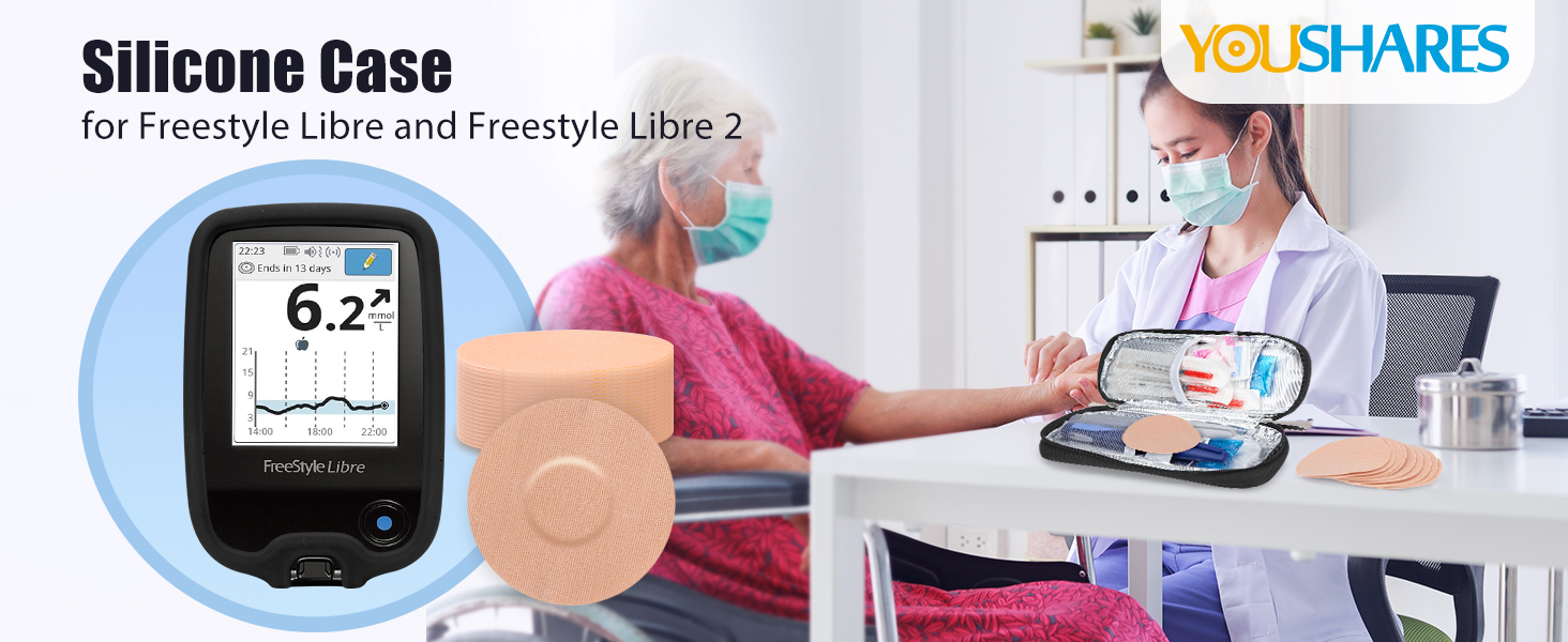 The silicone case for Libre 2 reader diabetic sensor covers with Adhesive Patches
