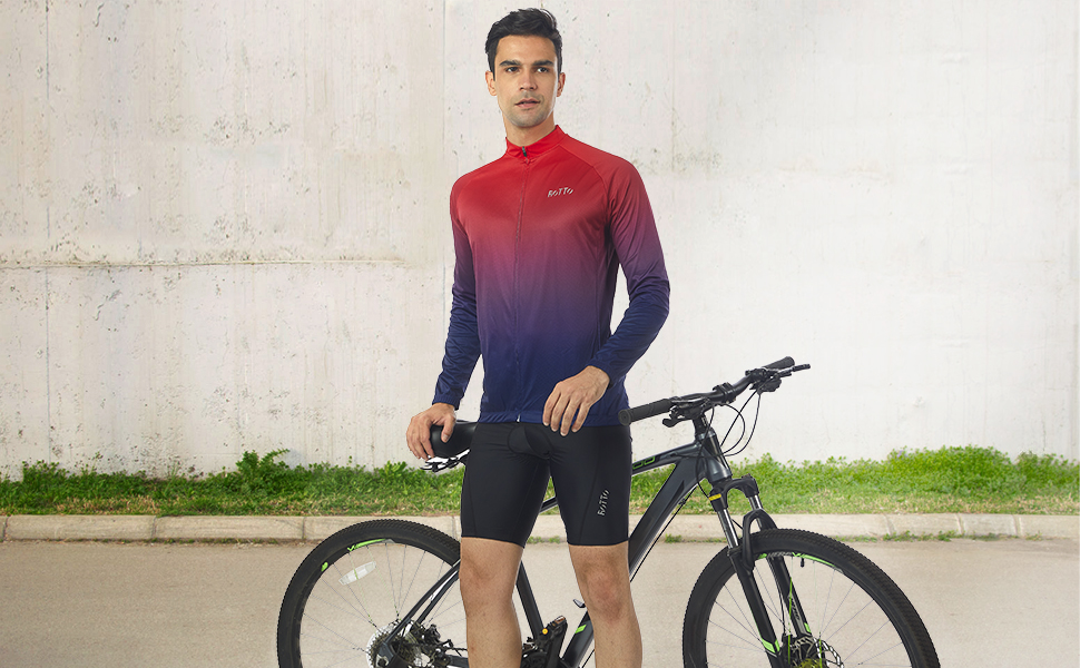 Amazon.com: ROTTO Cycling Jersey Mens Bike Shirt Long Sleeve
