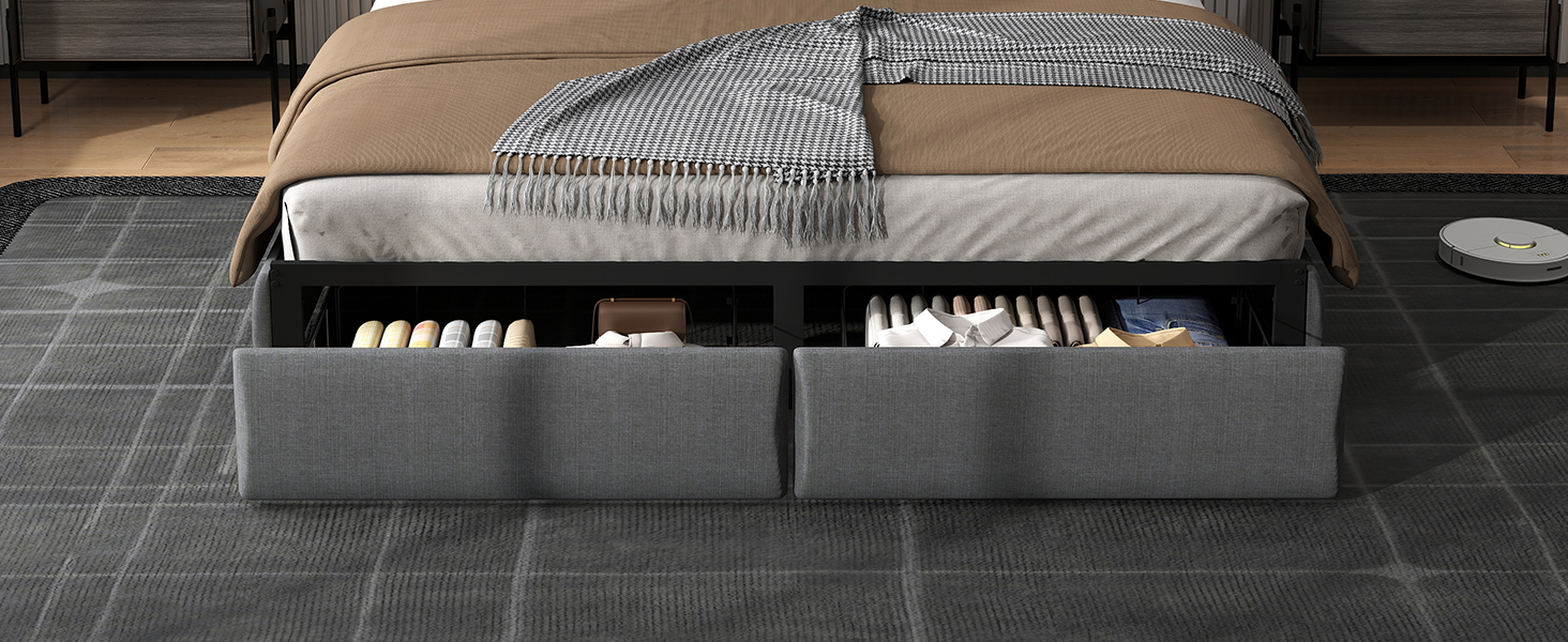 Full size bed frame with led light