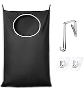KEEPJOY XL Black Door Hanging Laundry Hamper,XL Hanging Hamper Bag with Large opening and 2 Stron...