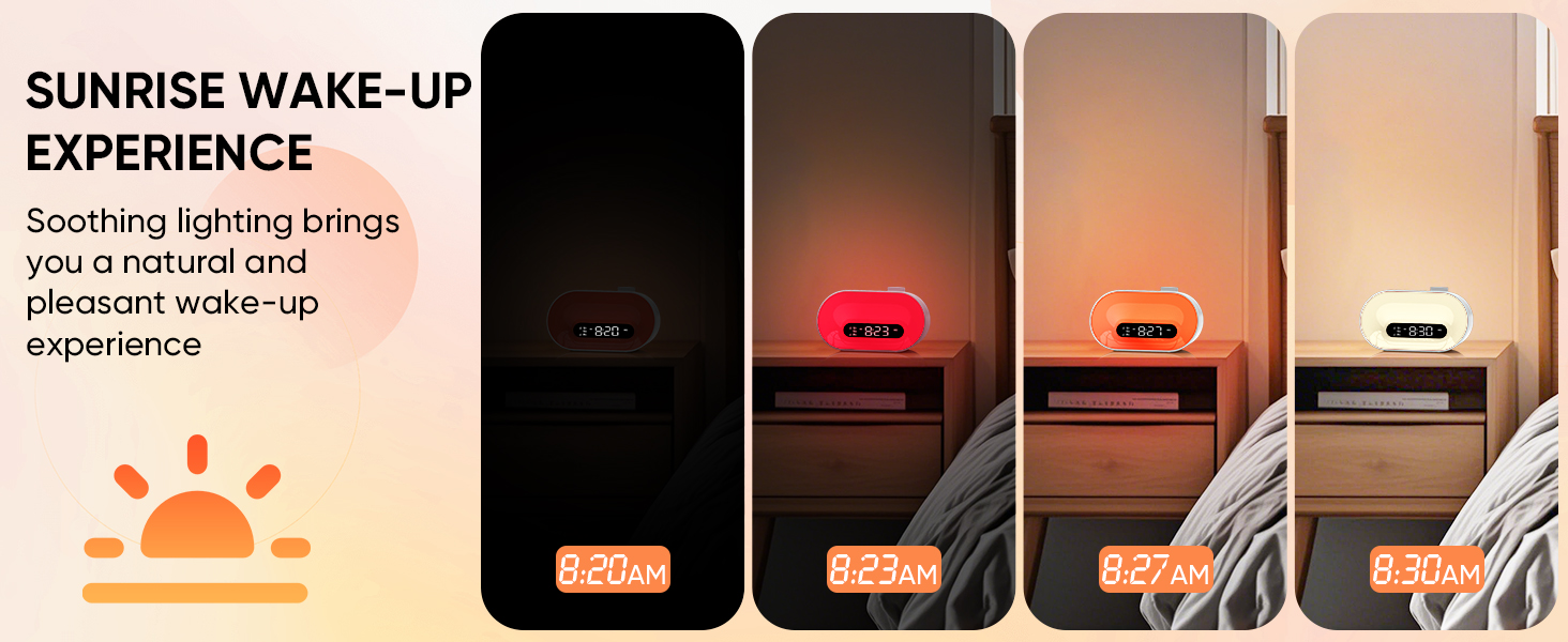 wake up light simulates natural sunrise to wake you up gradually and naturally