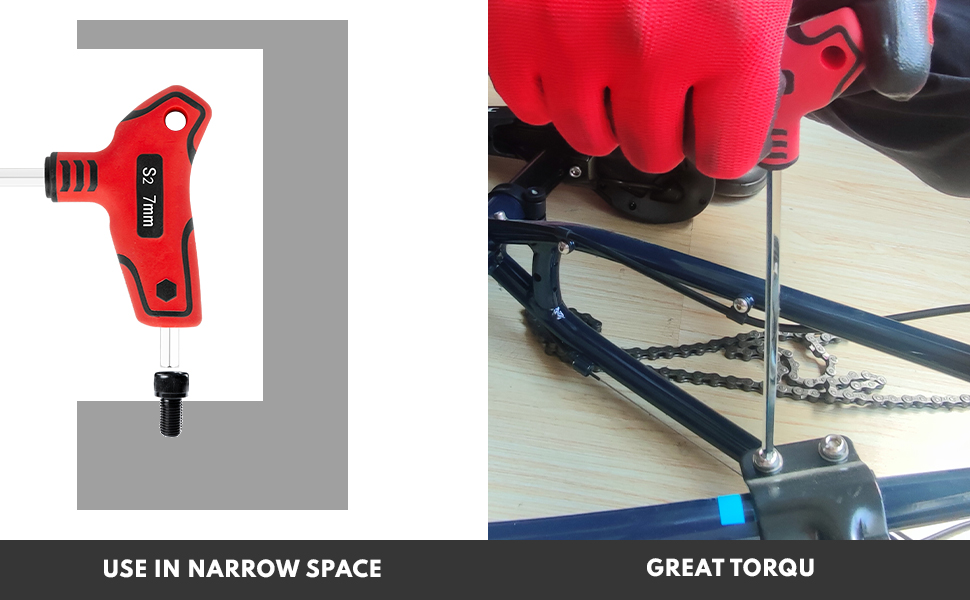 TOMMARS 9PC T Handle Allen Wrench Set, Metric T Handle Hex Key Set Ball