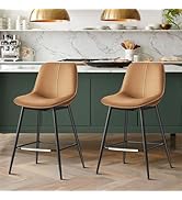 VASAGLE Bar Stools Set of 2, Counter Height Bar Stools with Back, Ergonomic Backrest, Synthetic L...
