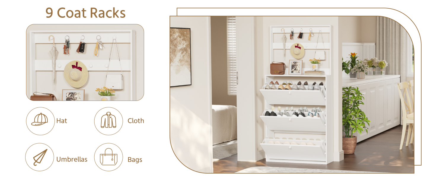 shoe cabinet with hooks