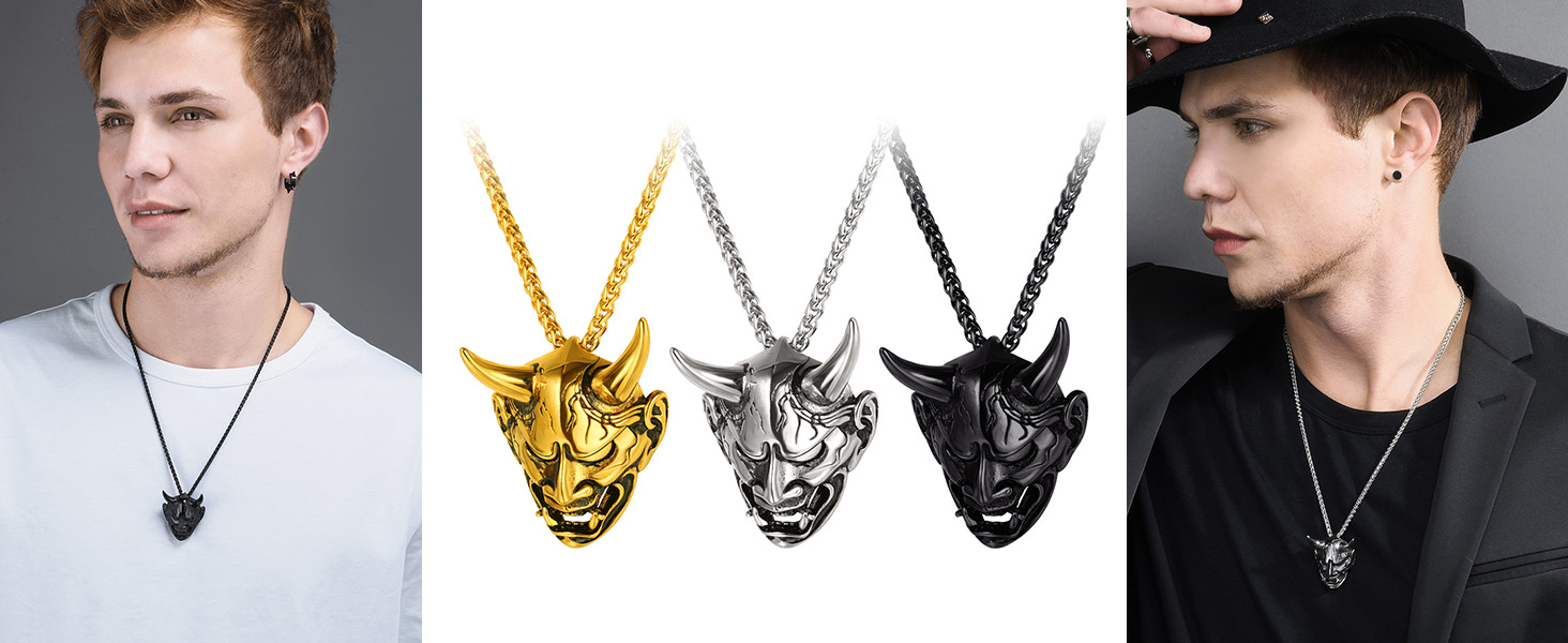 Gothic Necklace Men Gold Color Evil Devil Demon Horn Skull Stainless Steel  Hip Hop Jewelry Black Man Necklaces P33g - Pendants - AliExpress