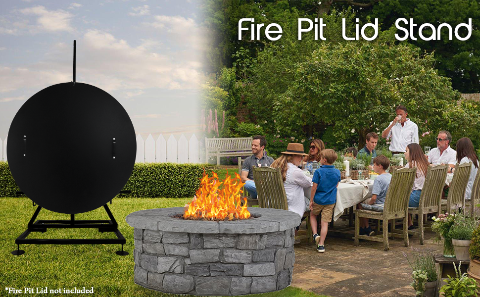 FEBTECH Fire Pit Lid Stand Adjustable Fire Pit Snuffer Lid Stand Lid Storage