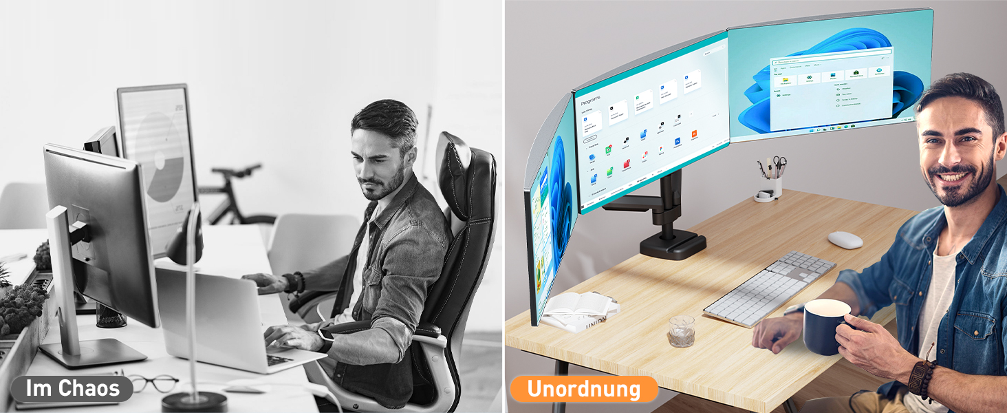 ELIVED Monitor Halterung 3 Monitore Gasdruckfeder 3 Monitorhalterung Platz sparen