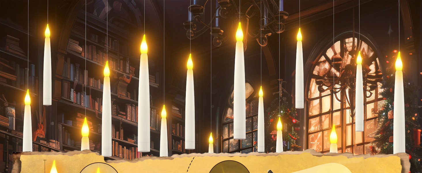 PChero 20pcs Floating Candles with Magic Wand Remote & Timer, Harry Hanging Potter