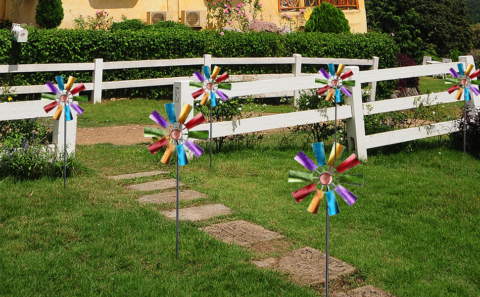 Solar Wind Spinner, Outdoor Metal Stake Yard Spinners, Garden Wind Catcher Wind Mills