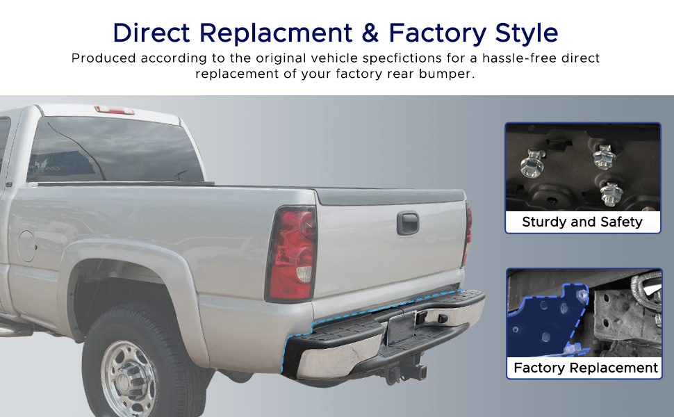 Rear Bumper for 2001-2006 Chevy Silverado/GMC Sierra 2500 HD 3500 HD