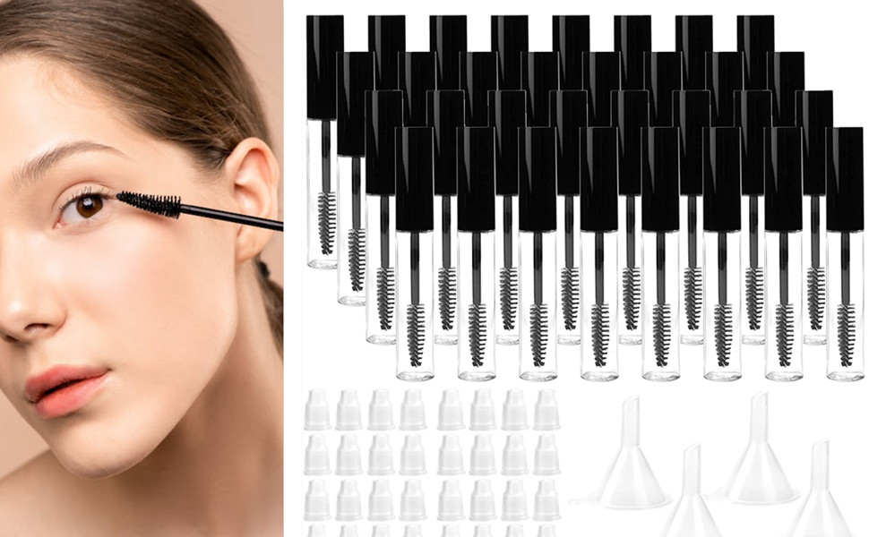 Hedume 32 Pack 10ml Empty Mascara Tube with Eyelash Wand, Eyelash Cream