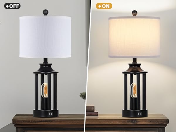Black Living Room Lamps Set of 2, 3 Way Dimmable Touch