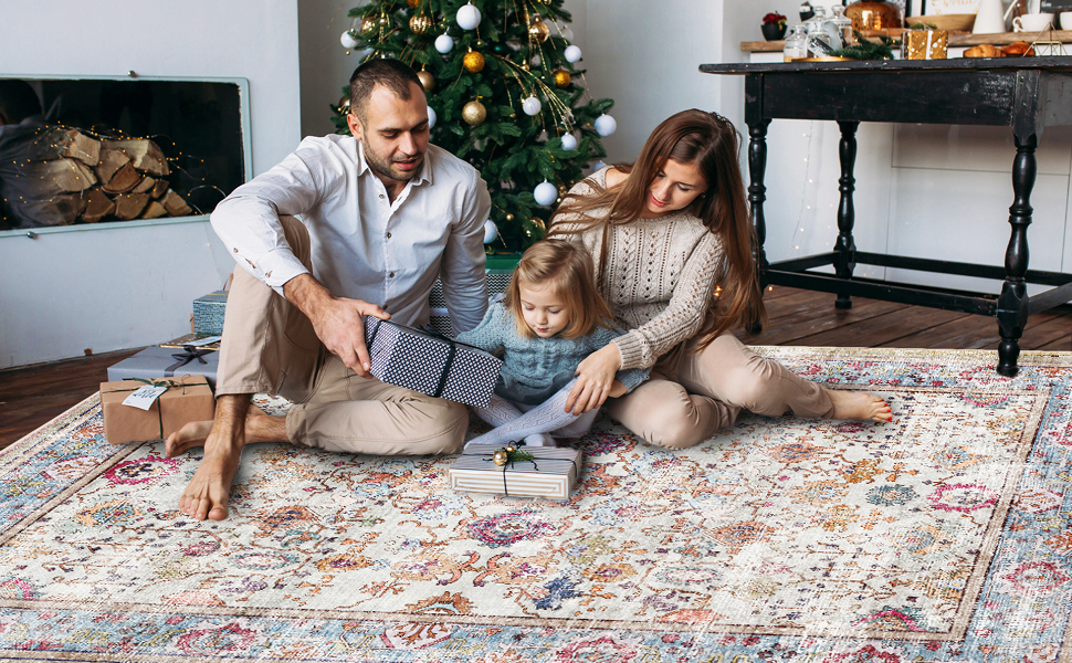 Amazon.com: CHAMPLANT Washable 9'x12' Area Rug Vintage