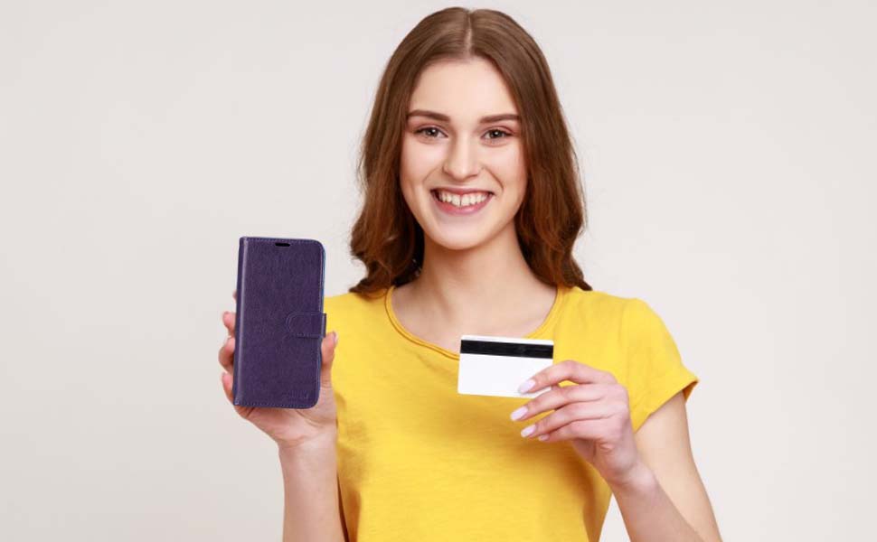 MONASAY Wallet Case for iPhone 14 Pro 5G,[Glass Screen