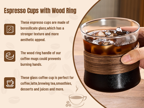 Amazon.com | PARACITY Espresso Cups Set of 2 with Wooden