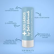 SOS LÁBIOS LIP BALM VITAMINADO 3, 5GR TOP BEAUTY, Top Beauty