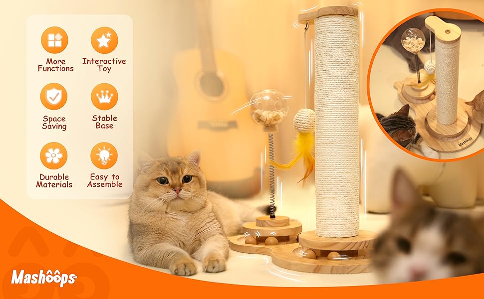 MASHOOPS Cats Scratching Post Cat Scratcher with Treat