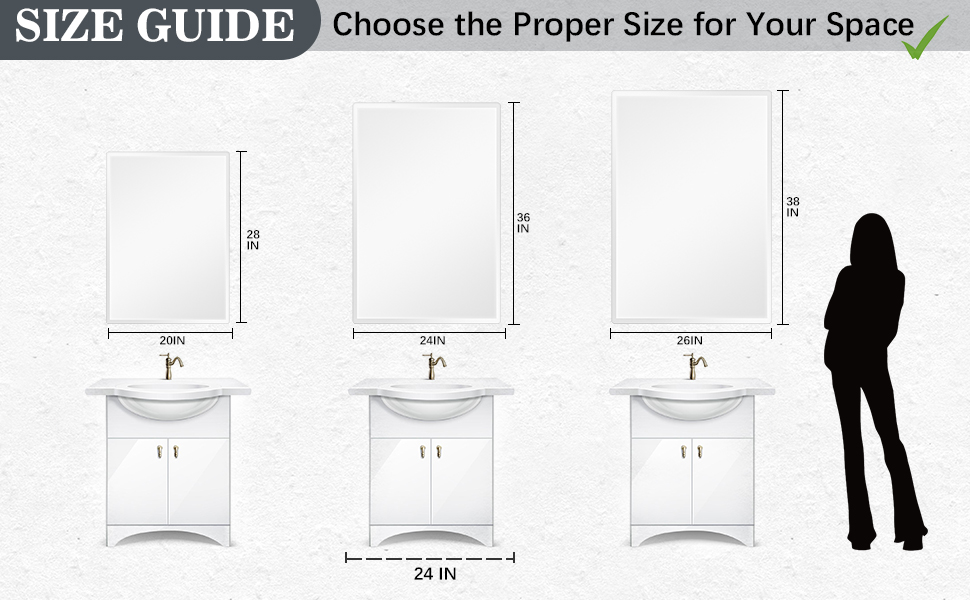 Frameless Mirror 20 X 28 Inch, Rectangle Bathroom Mirror