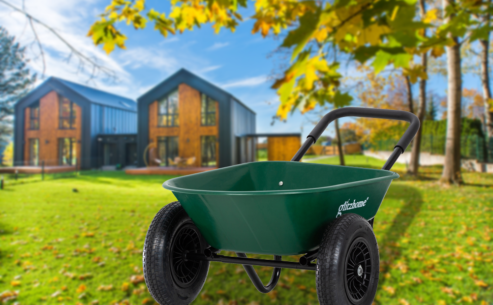 Glitzhome 220 LBS Wheel Barrow Heavy Duty 2 Wheel Lawn