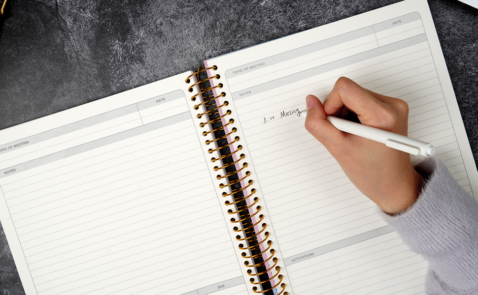 Meeting Notebook for Work with Action Items 210 Pages