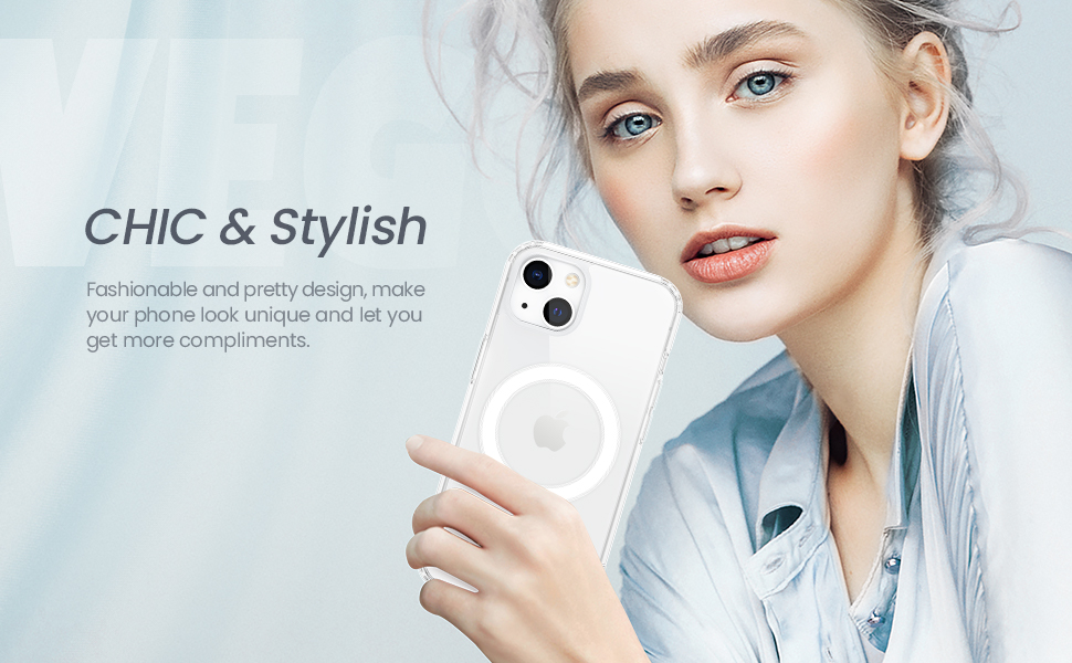 VEGO Clear Case Compatible with iPhone 13 Case & iPhone 14 Case, Case with