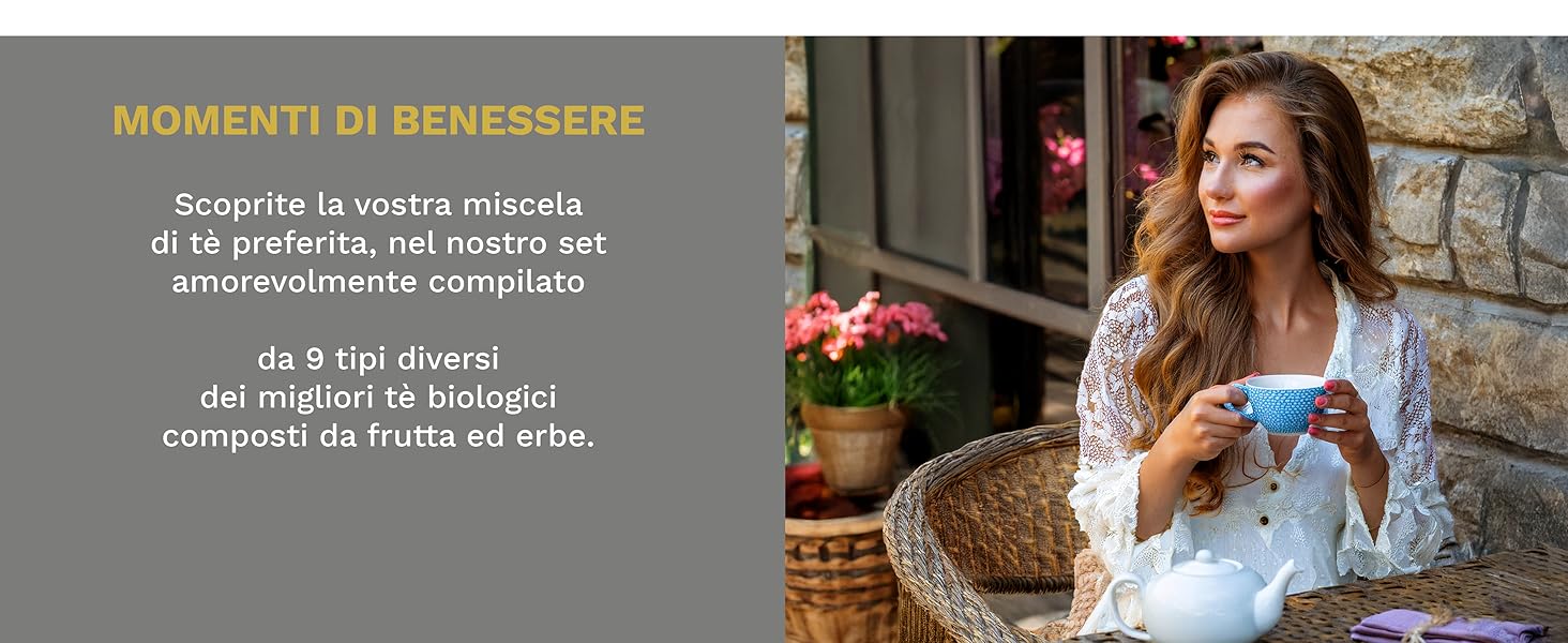 Scena all'aperto con muro in pietra, fiori in vaso e cesto di vimini. Testo in italiano visibile nella parte superiore dell'immagine