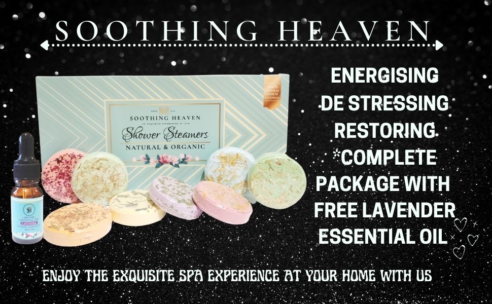 Aromatherapy Shower Steamers by Soothing Heaven with Free Lavender Essential Oil.