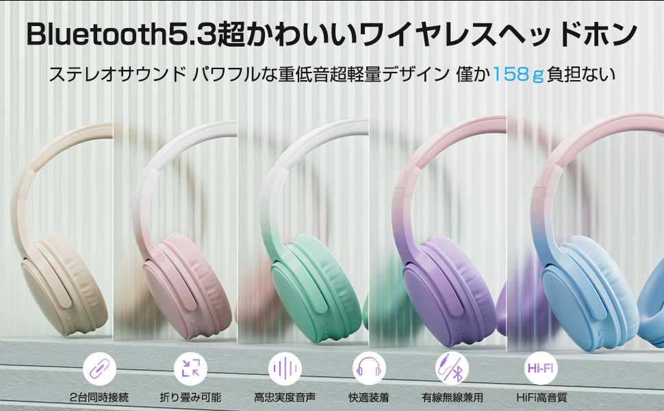 Amazon.co.jp: Bluetooth 5.3 ヘッドホン オーバーイヤー 密閉型